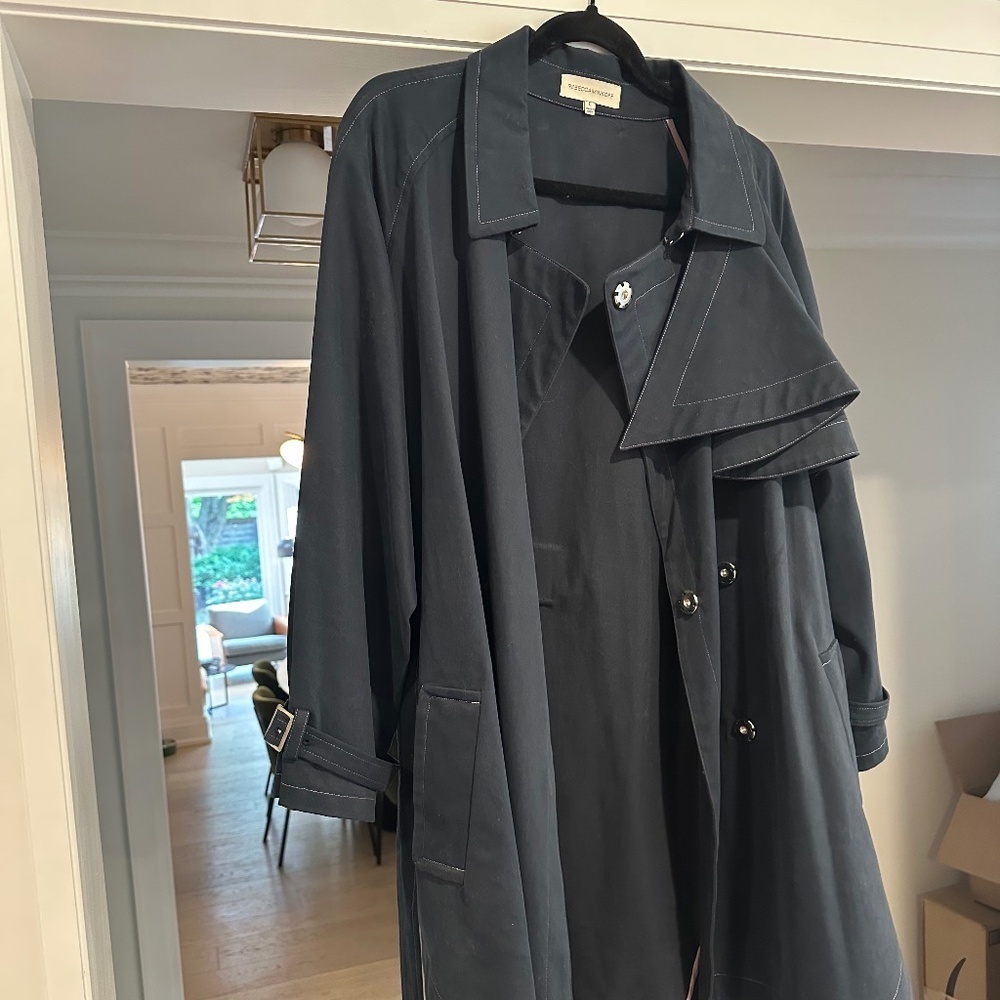 SOLD - Rebecca Minkoff Navy Blue Trench Coat - Size L - Picture 5 of 13
